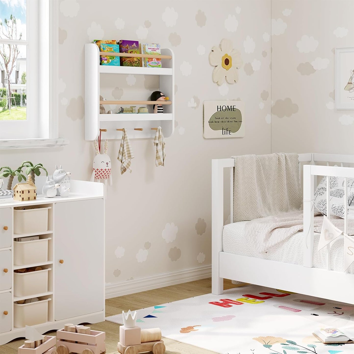 Woltu Kinderbücherregal – MDF – 60 x 55 x 12 cm – Weiß