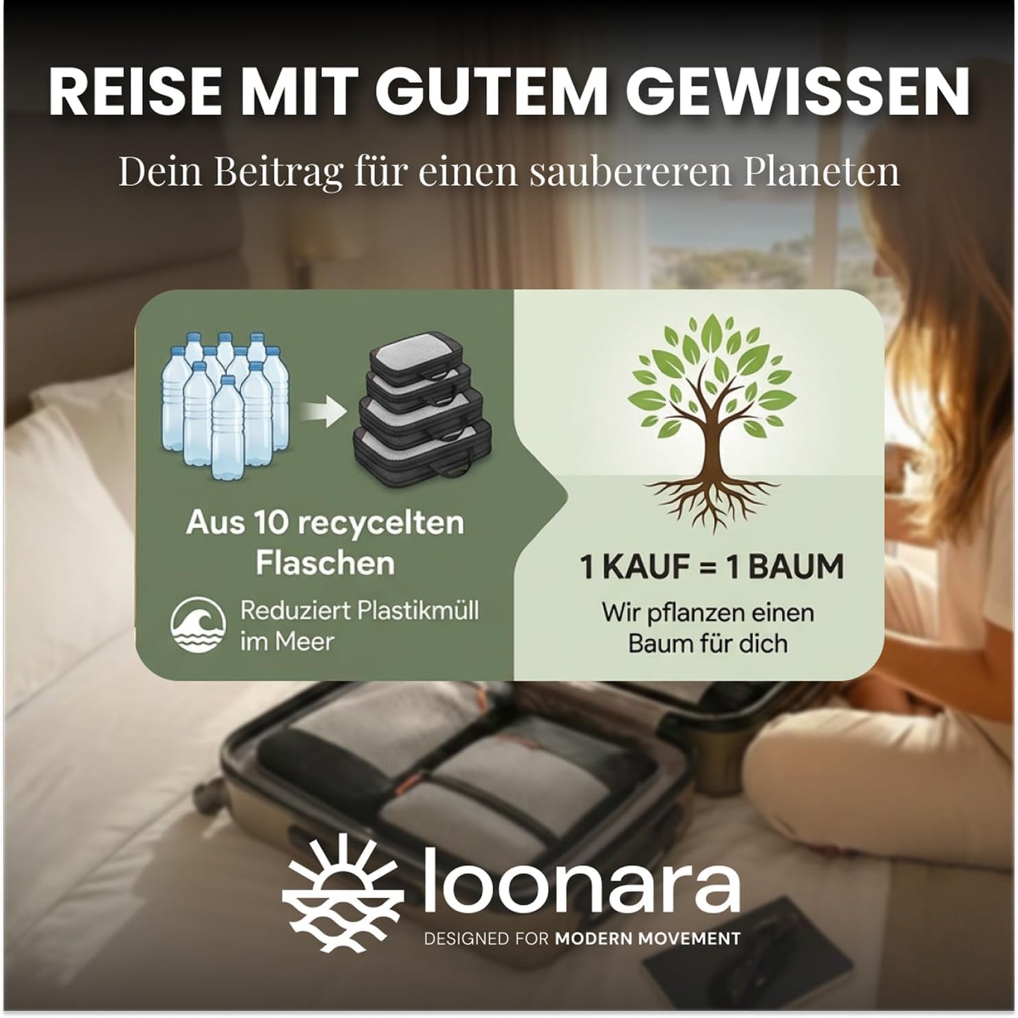 loonara Kompressionspackwürfel - 4-teilig - Grau