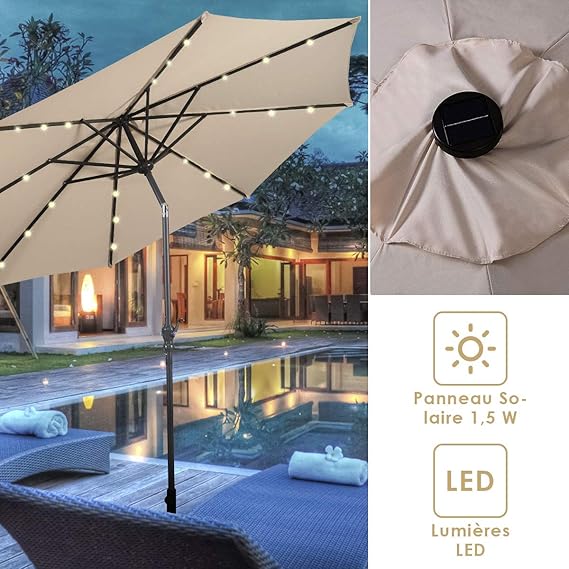 Coast Sonnenschirm mit LED-Beleuchtung - Ã˜270 cm - Beige