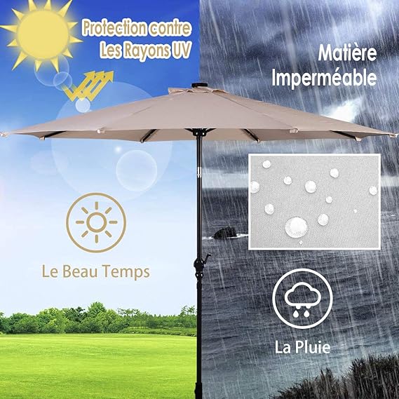 Coast Sonnenschirm mit LED-Beleuchtung - Ã˜270 cm - Beige