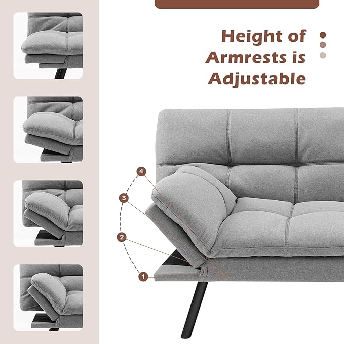 Coast Transformable Sofa Bed - Grau - Leinen - 87 x 178 x 82 cm - 273 kg Belastbarkeit