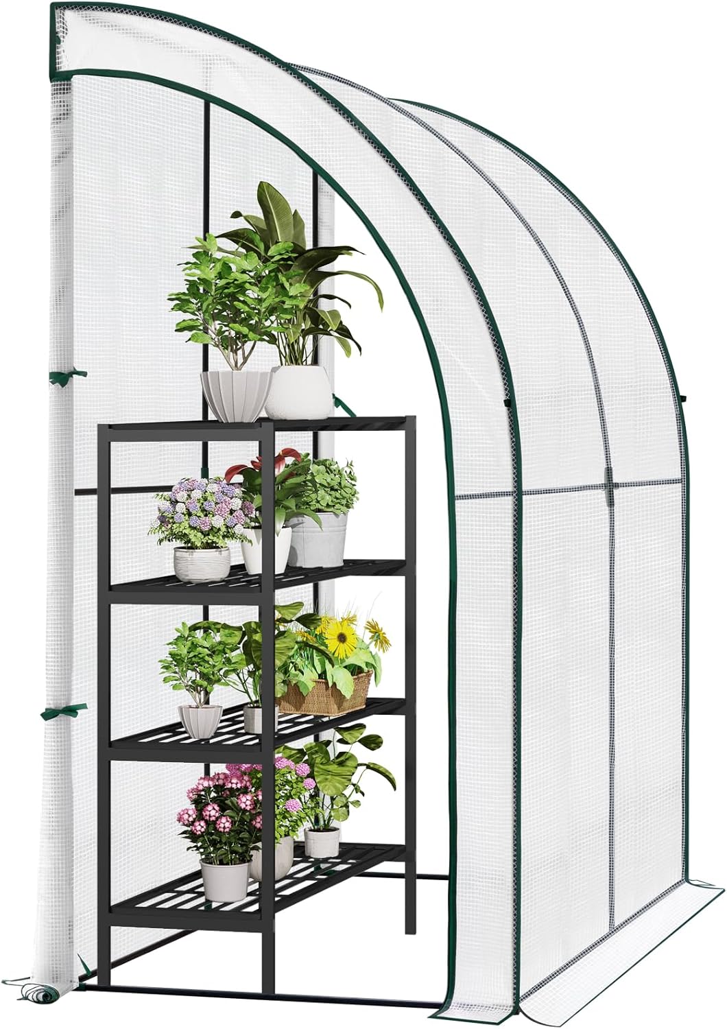 Woltu Gewächshaus für den Garten – halbrund – 200 x 100 x 210 cm – Weiß