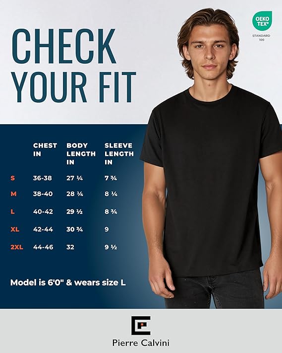 Pierre Calvini - Men's T-Shirt Multipack 3/5 Stück - 100% Baumwolle - Regular Fit - Kurze Ärmel - Rundhalsausschnitt - Premium Gewicht - Marine / Burgund / Oliv - Größe L