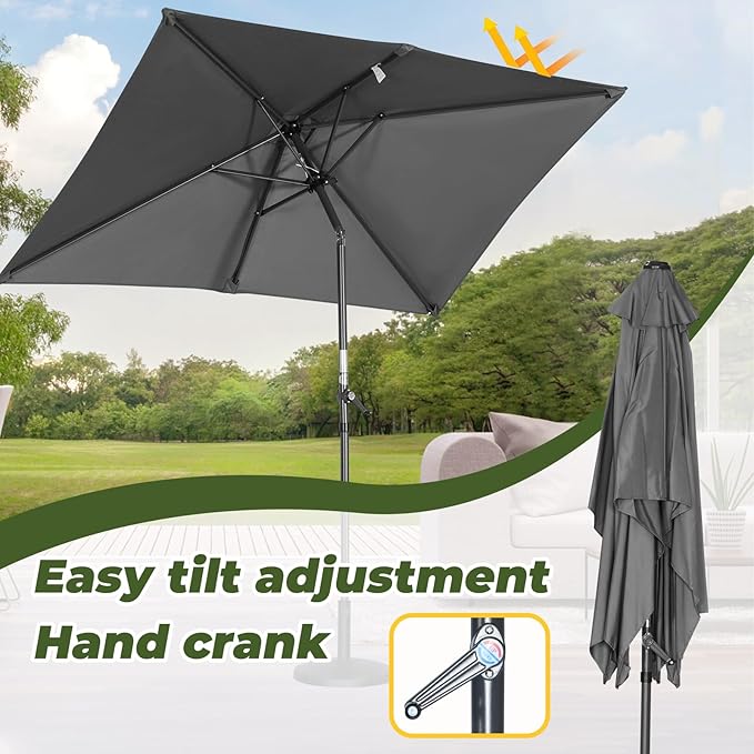 Angel Living Tuniparasol - 210 x 140 cm, mit Kurbel - kippbar - UV 50+ - rechteckig