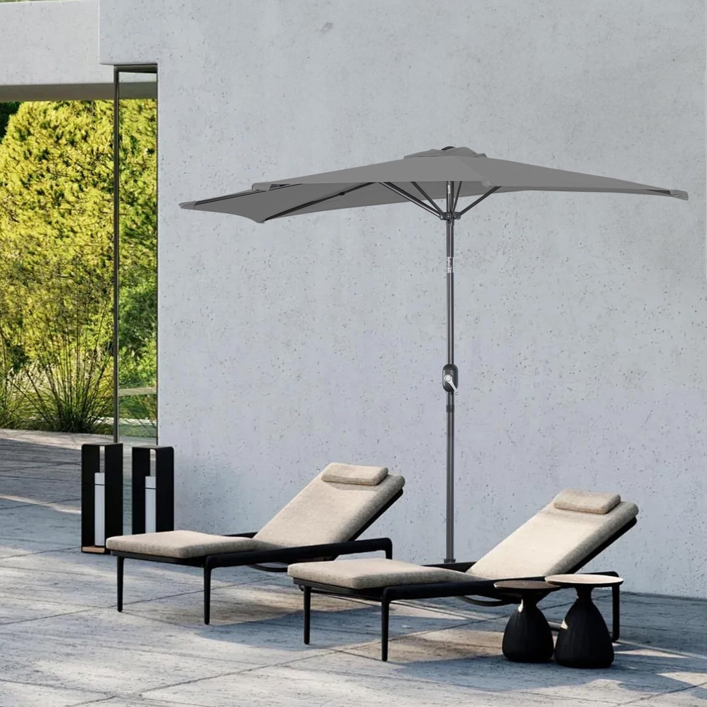 Angel Living Balkon-Sonnenschirm - halbrund - 245 x 120 cm - Grau