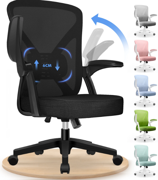 GTIMEX Ergonomischer Bürostuhl Schwarz – Verstellbare Lendenwirbelstütze – Neigungsfunktion bis zu 125°