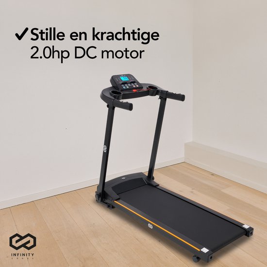 Infinity Goods - Laufband mit Neigungsfunktion - klappbar - inkl. Tablet-Halterung - bis zu 12 km/h - 132 x 60 x 117 cm - Schwarz