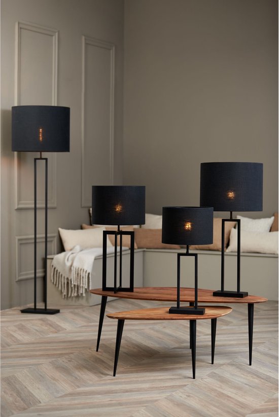 Light & Living Zylinder-Lampenschirm Livigno – Schwarz – Ø 50 x 38 cm – Modern