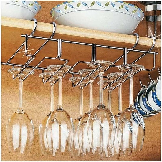 Weinregal für 12 Gläser - 34x25x9cm - Silbernes Metall - 12 Weingläser