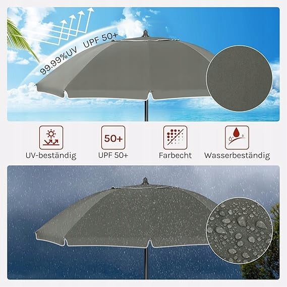 eSituro Rundes Gartenschirm – Grau – 175 cm UV-Schutz