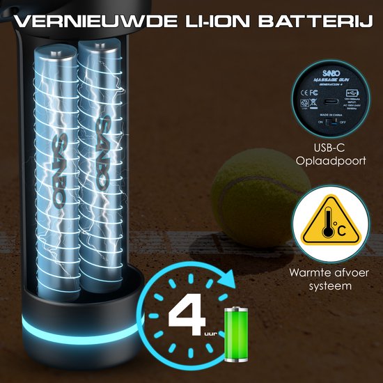 Sanbo Massage Gun - Generation 4 - Mit 8 Aufsätzen und 30 Stufen - In Zusammenarbeit mit Physiotherapeuten - Professionell - Sport- und Entspannungsmassagegerät - Massage Gun