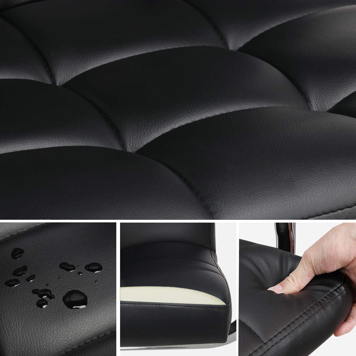Yaheetech Bürostuhl – Schwarz – Kunstleder – 360° drehbar – 120 kg – Verstellbare Sitzhöhe 48–62 cm – Mit Armlehnen