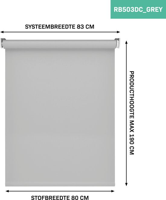 VONROC SMART BLINDS - Elektrisches Rollo - Verlängerung - 80 x 190 - Grau - Ohne Fernbedienung und Ladekabel