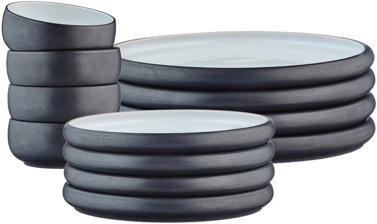 GOURMET - Essentials - Essgeschirr - 12 Stück - Onyx