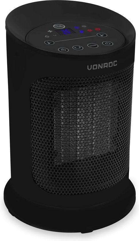 VONROC Elektroheizung - Heizlüfter - 1200W/1800W - Keramik - 3 Einstellungen - Thermostat - Timer - LED-Anzeige - Swing-Funktion - inkl. Fernbedienung - 20m2