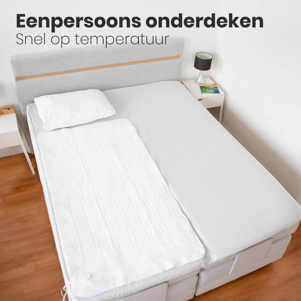 Auronic Elektrische Heizdecke - 1 Person - 150x80cm - mit Eckgummis - Weiß