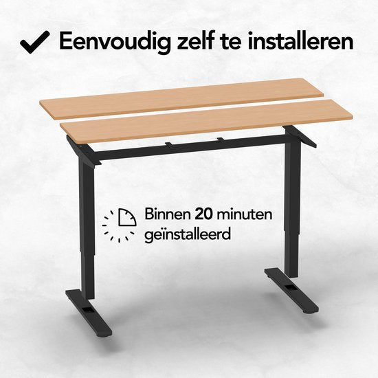 Infinity Goods Sitz-Steh-Schreibtisch, elektrisch verstellbar – 140 x 60 cm – Speicherfunktion – Holzoptik