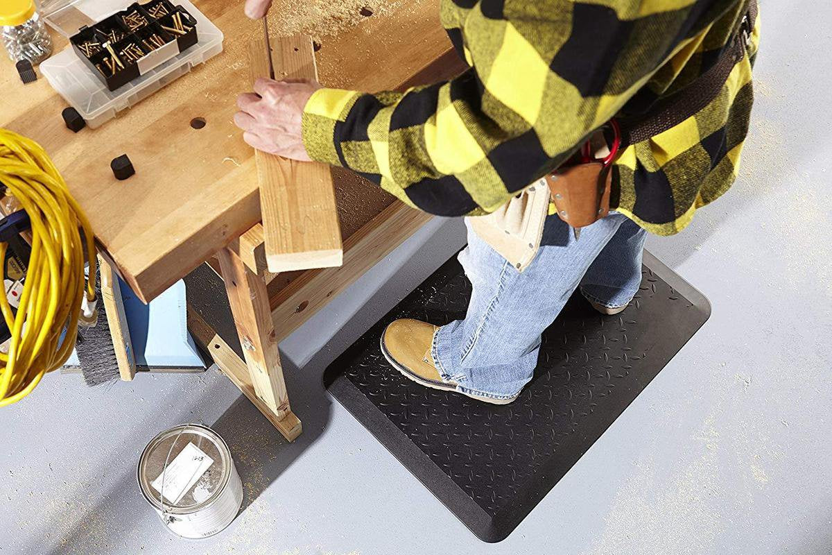 Unicomfort Arbeitsplatzmatte Anti-Ermüdung - Gummi, Rautenprofil - 60x90 cm, Grau