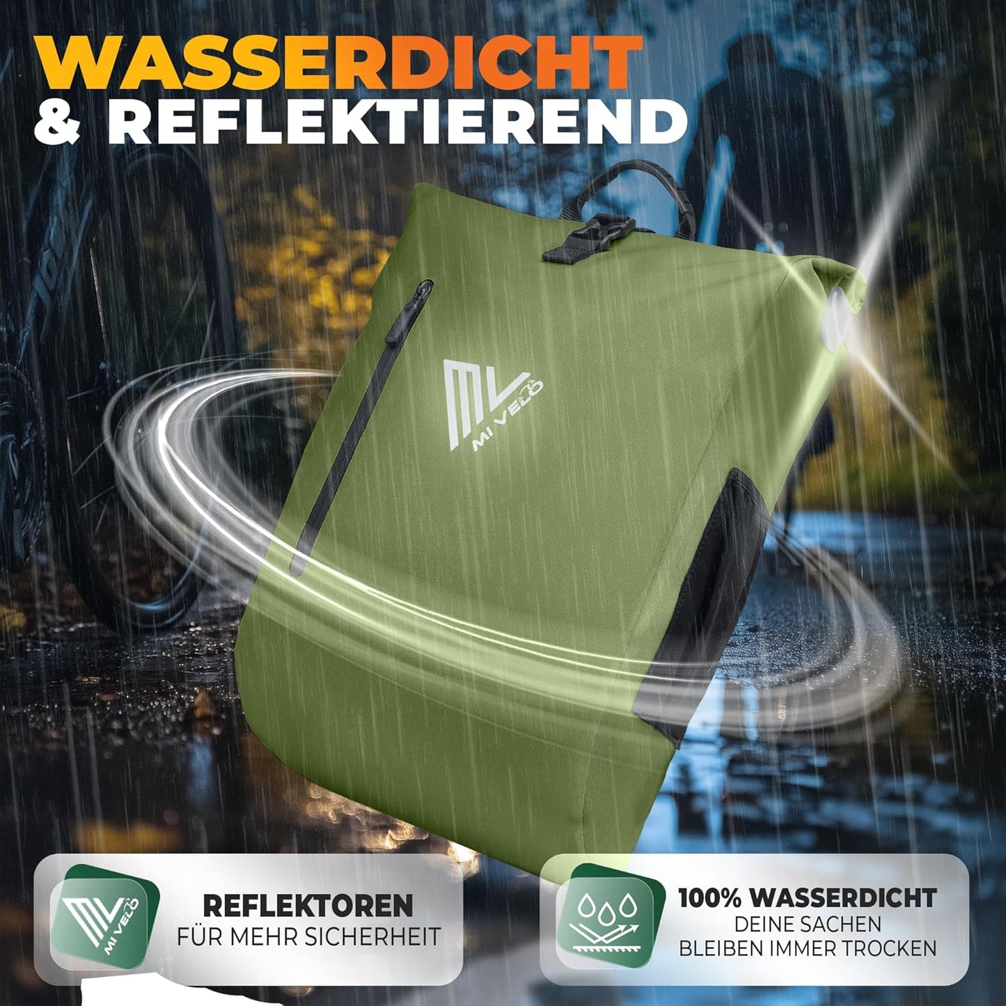 MIVELO - 3-in-1 Wasserdichte Packtasche mit Laptopfach - Olivgrün - 20L