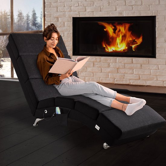 Casaria Relaxsessel – Massage- und Heizfunktion, Stoff, Anthrazit