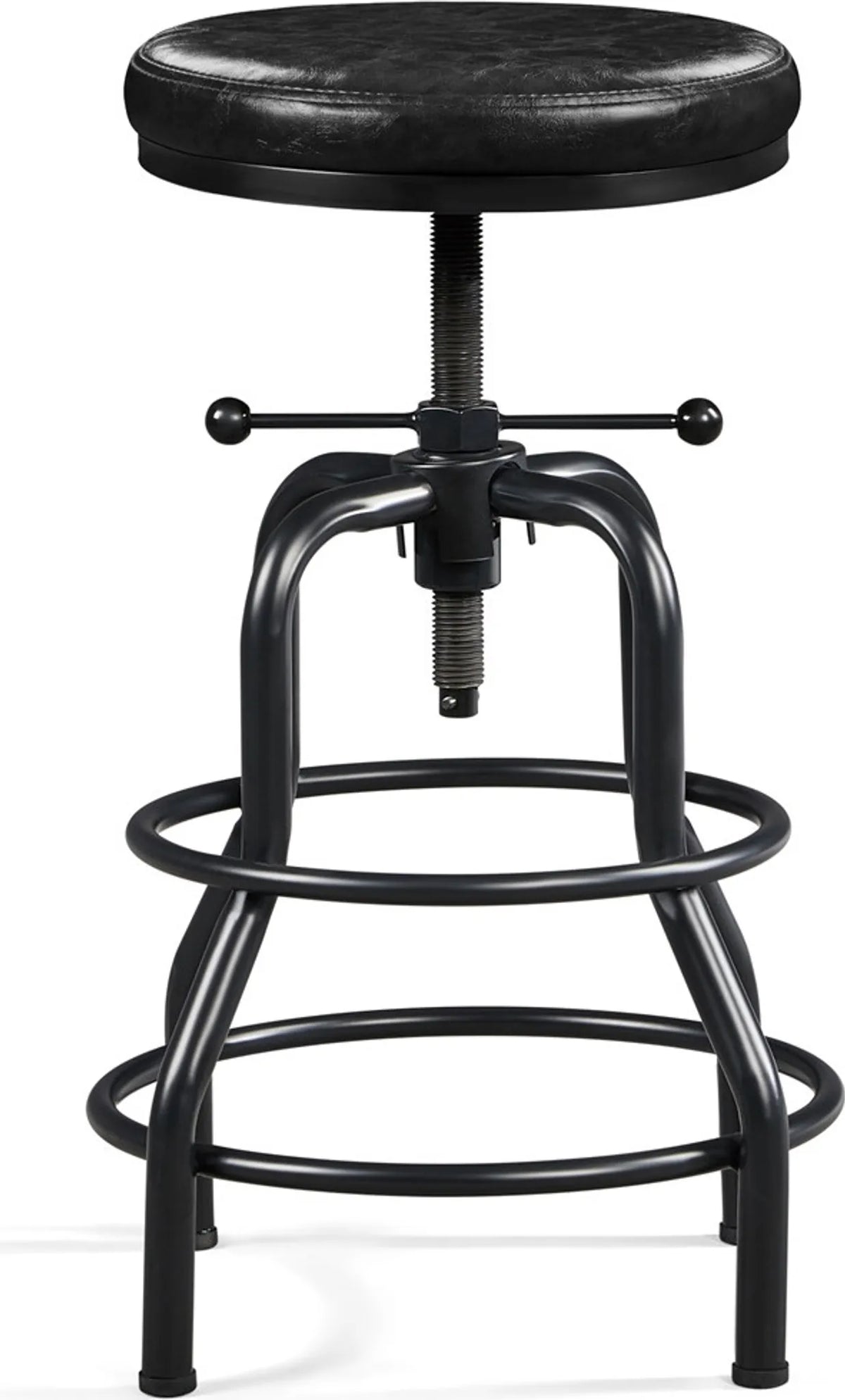 Yaheetech Vintage Barhocker – Schwarz – Höhenverstellbar 54,5–71,5 cm – Kunstleder – 136 kg – Mit Fußstütze