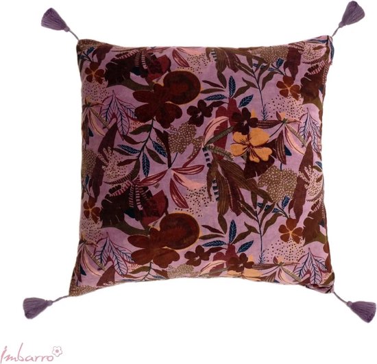 Imbarro – Kissen – Zierkissen – Merryl – Lila – 100 % Baumwollsamt – 50 x 50 cm