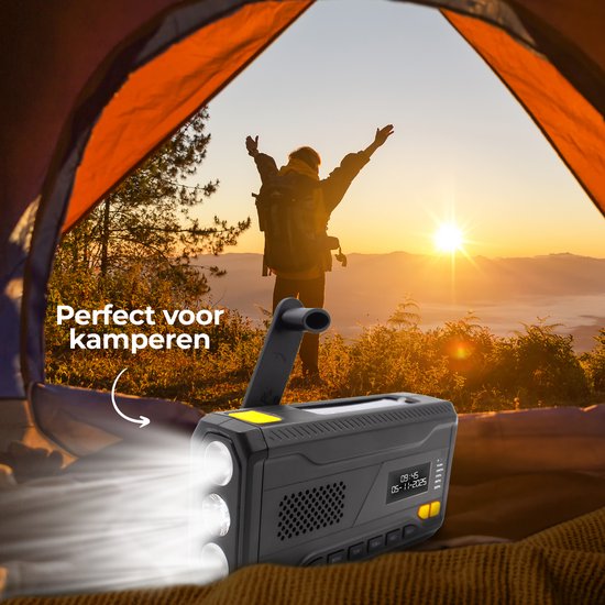 Denver Notfallradio - Solarstrombank - DAB & FM Radio - Notfallset - Taschenlampe - Aufziehbar - SOS Licht - Solarstrombank - SCD2033