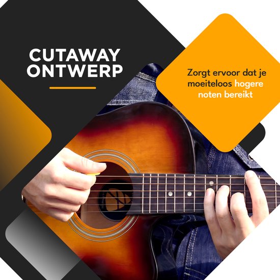 Finesse Akustikgitarre - mit Videokurs - 4/4 40" - Westerngitarre - Gitarre Kind & Erwachsener - Sunburst