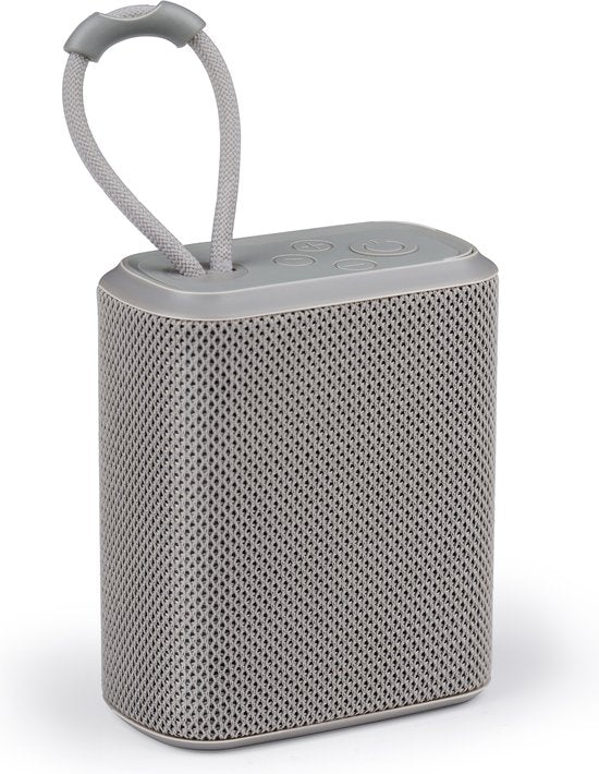 Tragbarer Bluetooth-Lautsprecher 5.3 - Drahtlose Musikbox mit AUX und FM-Radio - Partybox mit 4 Stunden Spielzeit - Kompakt und leicht - Grau