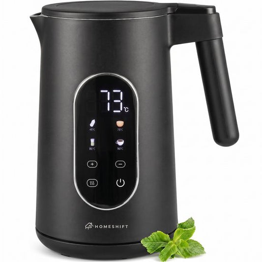 HomeShift® Wasserkocher mit Temperaturregelung – Warmhaltefunktion – doppelwandig – elektrisch – 1,7 Liter – 2200 W – schwarz