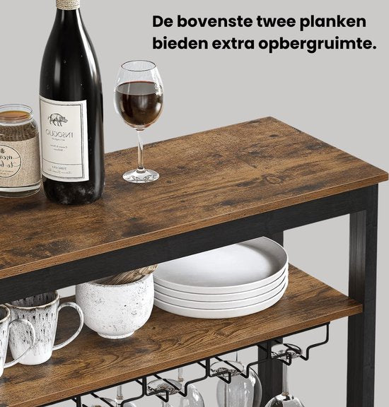 Niceey - Weinregal - Barschrank - Für 24 Flaschen und 15 Gläser - Flaschenregal - Holz/Metall