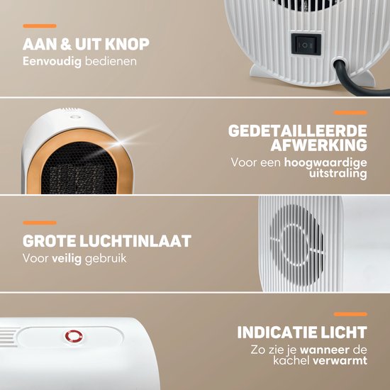 DO NOT SELL IN GERMANY -  Vulpes Goods® Tech - Elektroherd Pro - Elektrische Heizung für den Innenbereich - Heizlüfter - Keramischer Herd - Heizung - 2 Stufen - 1200W - LED-Anzeige - Weiß