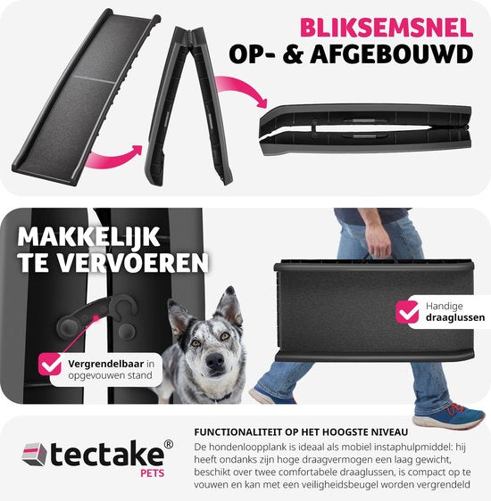 tectake - Hundetreppe Paw Step - Hundetreppe Walkway - Treppe Hund - zusammenklappbar und rutschfest, bis zu 90kg