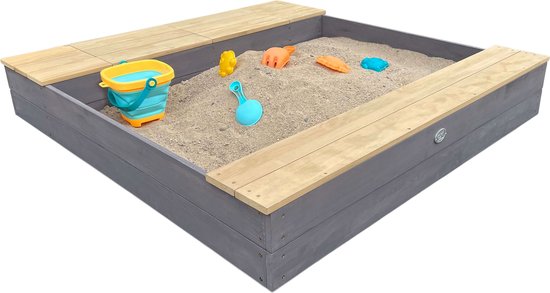 AXI Evy Sandkasten mit Wasserbecken und Stauraum Grau/Braun – inklusive Zubehörset