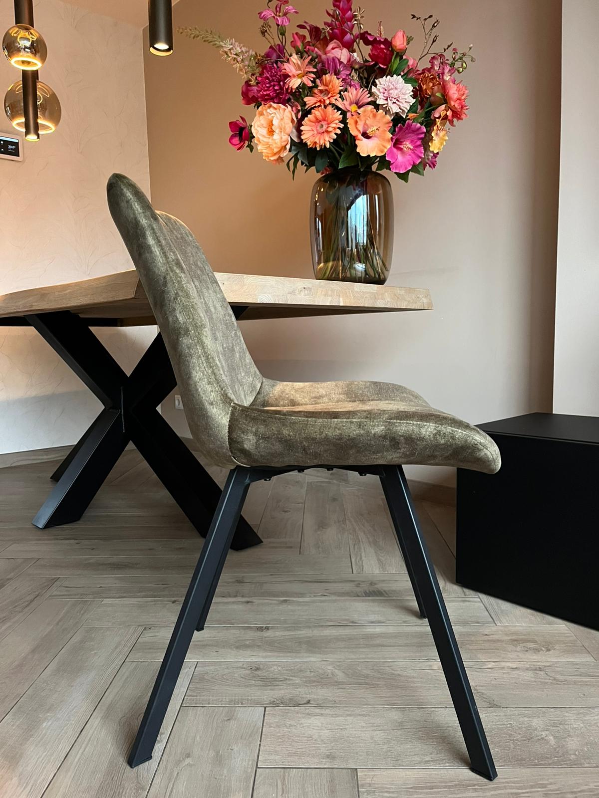 Furniture31 Riva Esszimmerstühle - Duopack - Luxe Velvet - Metallgestell - Grün