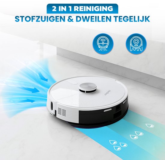 Redkey R10 Staubsaugerroboter mit Wischfunktion - Staubsaugerroboter mit Ladestation - Saugroboter entleert sich automatisch - Staubsaugerroboter - Wischroboter - Weiß