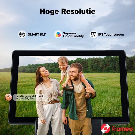 Denver Digitaler Fotorahmen 10,1 Zoll - Drahtlos - Inkl. Ladestation - HD - Frameo App - Fotorahmen - WiFi - IPS-Touchscreen - 16GB - PFF1070B