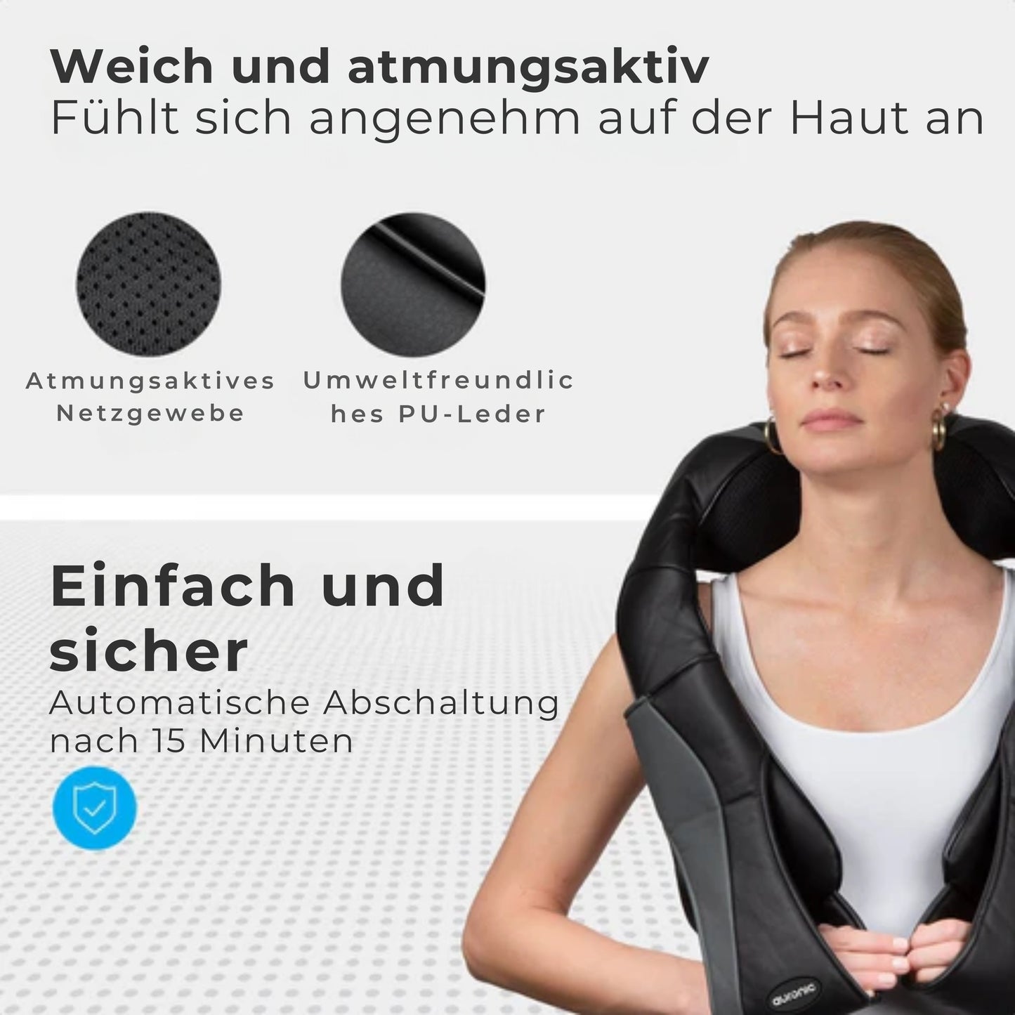 Auronic Shiatsu Massagekissen - Für Nacken und Schulter - Infrarot-Wärmefunktion - Schwarz