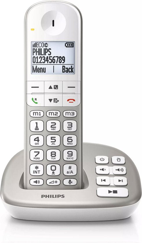 Philips Home phone XL4951S/38 - Festnetz - 1 Mobilteil - Schnurlos - mit Anrufbeantworter - Praktische Extras für Senioren - Weiß