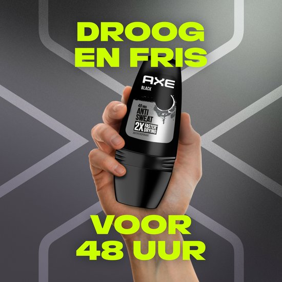 Axe Deodorant Men – Roll-On – Schwarz – 6 x 50 ml – Vorteilspackung