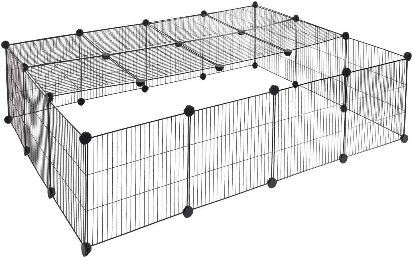EUGAD Außengehege für Welpen – Bausatz zum Selberbauen – schwarz – 147 x 111 x 37 cm