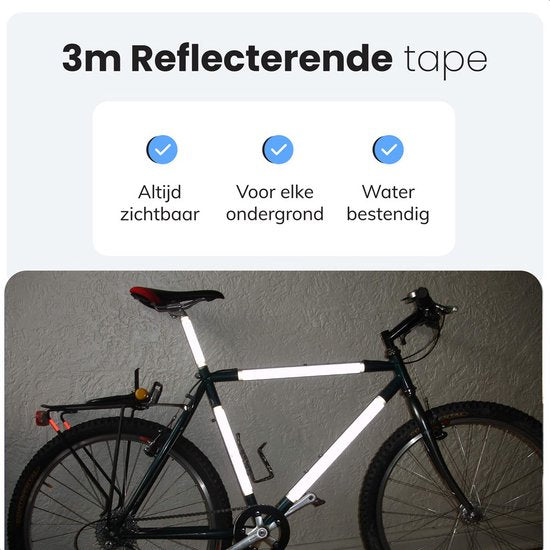 Reflektierendes Band - 5cm breit, 3m lang - Reflektierende Aufkleber - Reflektor Fahrrad - Fahrrad-Reflektoren - Selbstklebender Reflektor - Bakfiets - LKW-Reflexion