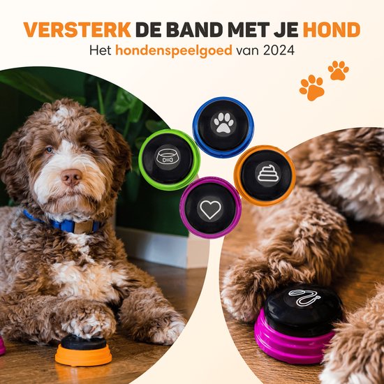 Vulpes Goods® Pets - PRO Sprechende Knöpfe für Hunde - Dogbuttons - Lassen Sie Ihr Haustier sprechen - Hundespielzeug - Hundetraining - Inklusive Trainingsaufkleber