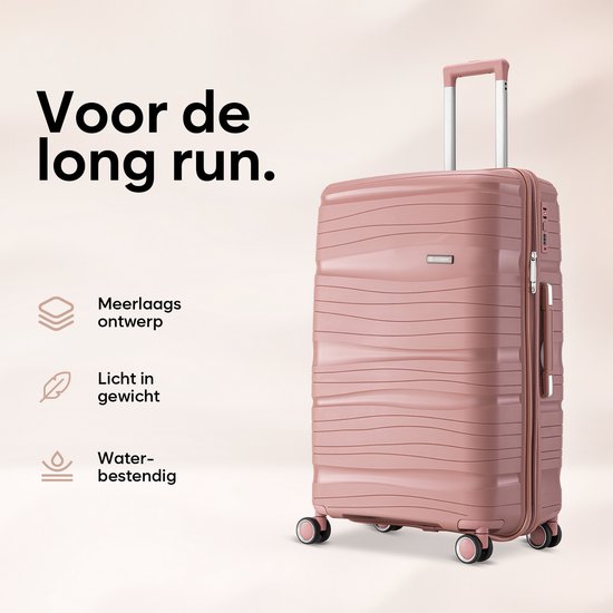 SKYCASES Travelin' Charm - 24-inch Medium Reisekoffer - Zahlenschloss - 41x24x69 cm - 68L - Leicht, Wasserdicht & Langlebig - Pink