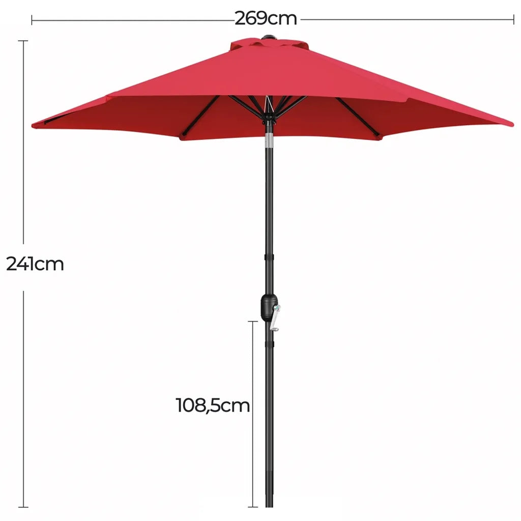 Yaheetech Gartenschirm Ø 269 cm – Rot – Neigbarer Sonnenschirm mit Pendelmechanismus und UPF 50+ UV-Schutz