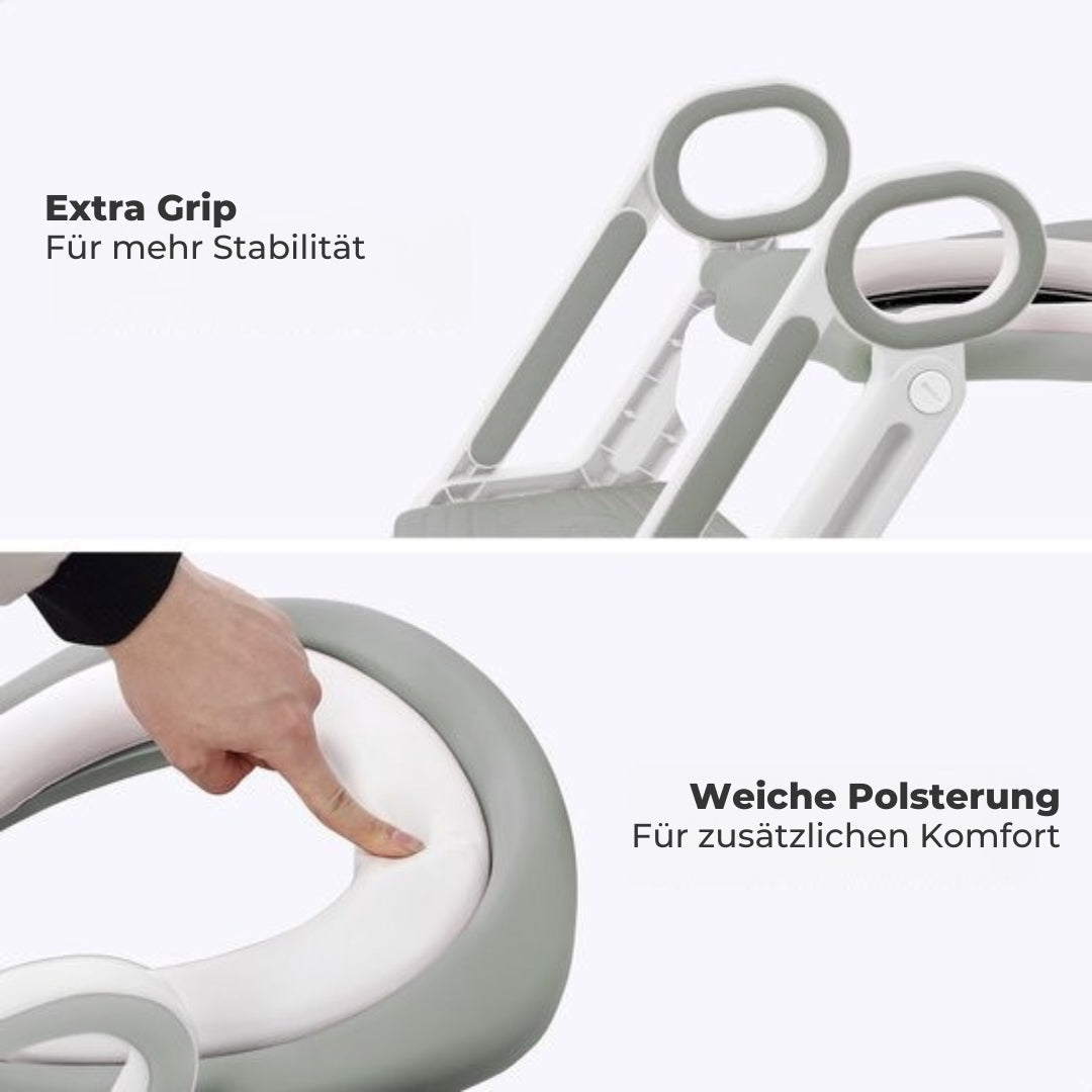 LifeGoods - Toilettensitzverkleinerer - Toilettentrainer mit Treppe - Töpfchen Kleinkind - 2 bis 7 Jahre - Grau/Weiß