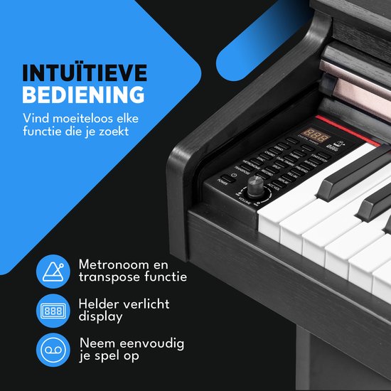 Finesse Digital Piano - 88 gewichtete Tasten - mit Rahmen, Pedalen & Hocker - Keyboard Piano - Electric Piano - Erwachsene & Kinder