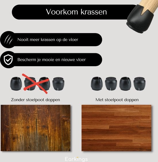 Stuhlbeinschoner Bodenschoner Ø12-16 mm - Stuhlbeinkappen Möbelkappen 24 Stück - Runde Stuhlkappen Bodenschoner Stühle - Schwarz
