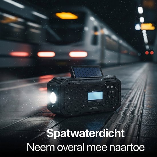 Solarbetriebenes Notradio mit Handaufzug – FM/AM-Notradio – 5000-mAh-Powerbank mit Solarladung – Baustellenradio mit Lautsprecher – Badezimmerradio – Notfallpaket