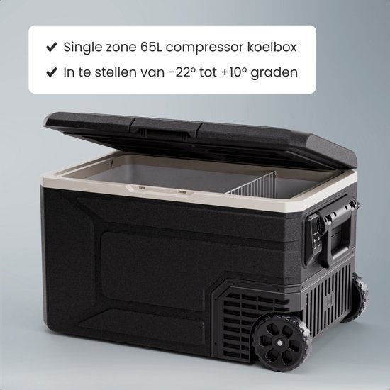 Auronic Elektrische Kühlbox – Kompressor – 64 l – 12 V und 240 Volt – Camping-Kühlschrank – Frigobox für das Auto – mit Rädern und Griff – schwarz